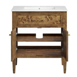 Elysian White/Brown 30" Wood Bathroom Vanity - Ornate Home