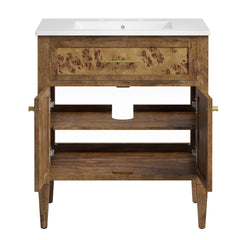 Elysian White/Brown 30" Wood Bathroom Vanity - Ornate Home