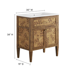 Elysian White/Brown 30" Wood Bathroom Vanity - Ornate Home
