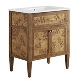 Elysian White/Brown 30" Wood Bathroom Vanity - Ornate Home