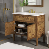 Elysian White/Brown 36" Wood Bathroom Vanity - Ornate Home