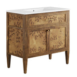 Elysian White/Brown 36" Wood Bathroom Vanity - Ornate Home