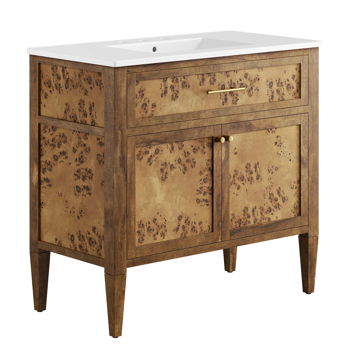Elysian White/Brown 36" Wood Bathroom Vanity - Ornate Home