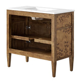 Elysian White/Brown 36" Wood Bathroom Vanity - Ornate Home