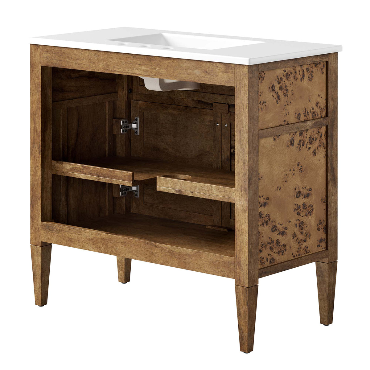 Elysian White/Brown 36" Wood Bathroom Vanity - Ornate Home