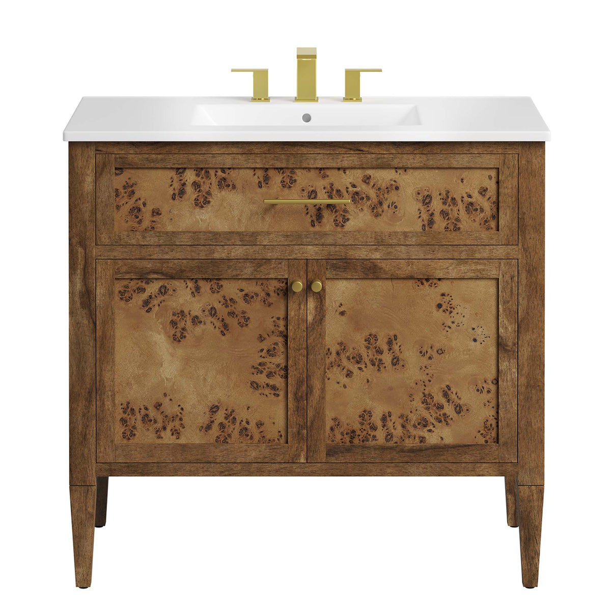 Elysian White/Brown 36" Wood Bathroom Vanity - Ornate Home