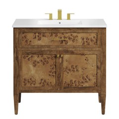 Elysian White/Brown 36" Wood Bathroom Vanity - Ornate Home