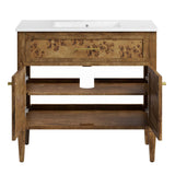 Elysian White/Brown 36" Wood Bathroom Vanity - Ornate Home