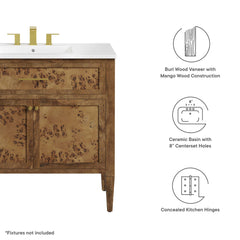 Elysian White/Brown 36" Wood Bathroom Vanity - Ornate Home