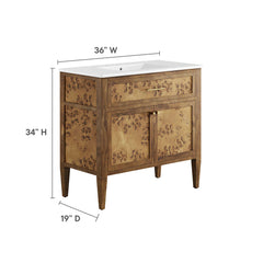 Elysian White/Brown 36" Wood Bathroom Vanity - Ornate Home