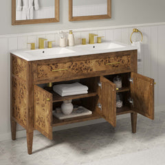 Elysian White/Brown 48" Wood Double Sink Bathroom Vanity - Ornate Home