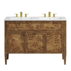 Elysian White/Brown 48" Wood Double Sink Bathroom Vanity - Ornate Home