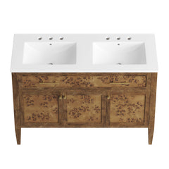 Elysian White/Brown 48" Wood Double Sink Bathroom Vanity - Ornate Home