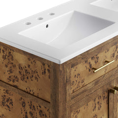 Elysian White/Brown 48" Wood Double Sink Bathroom Vanity - Ornate Home