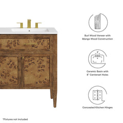Elysian White/Brown 48" Wood Double Sink Bathroom Vanity - Ornate Home
