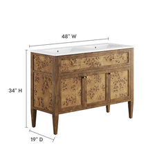 Elysian White/Brown 48" Wood Double Sink Bathroom Vanity - Ornate Home