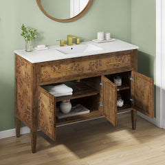 Elysian White/Brown 48" Wood Single Sink Bathroom Vanity - Ornate Home