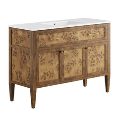 Elysian White/Brown 48" Wood Single Sink Bathroom Vanity - Ornate Home