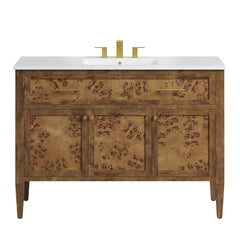 Elysian White/Brown 48" Wood Single Sink Bathroom Vanity - Ornate Home