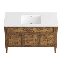 Elysian White/Brown 48" Wood Single Sink Bathroom Vanity - Ornate Home