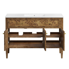 Elysian White/Brown 48" Wood Single Sink Bathroom Vanity - Ornate Home