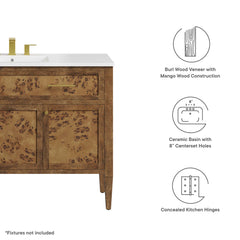 Elysian White/Brown 48" Wood Single Sink Bathroom Vanity - Ornate Home