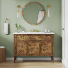 Elysian White/Brown 48" Wood Single Sink Bathroom Vanity - Ornate Home