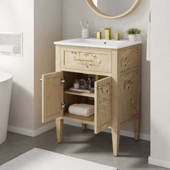 Elysian White/Burl 24" Wood Bathroom Vanity - Ornate Home