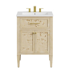 Elysian White/Burl 24" Wood Bathroom Vanity - Ornate Home