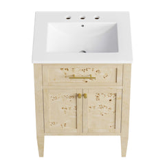 Elysian White/Burl 24" Wood Bathroom Vanity - Ornate Home