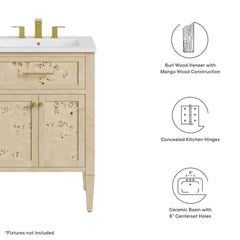 Elysian White/Burl 24" Wood Bathroom Vanity - Ornate Home