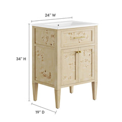 Elysian White/Burl 24" Wood Bathroom Vanity - Ornate Home