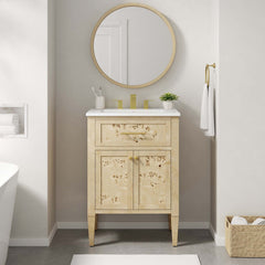 Elysian White/Burl 24" Wood Bathroom Vanity - Ornate Home