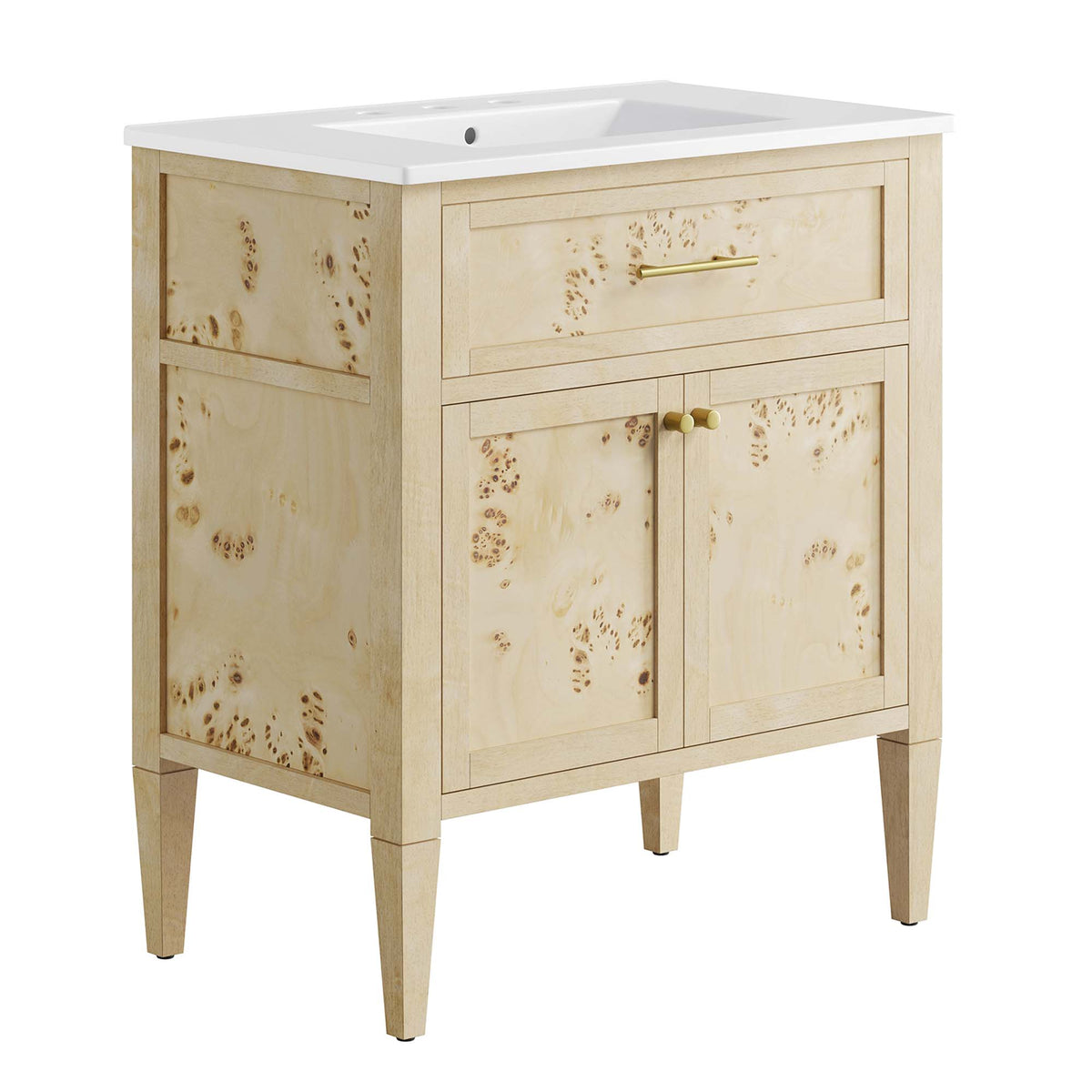Elysian White/Burl 30" Wood Bathroom Vanity - Ornate Home