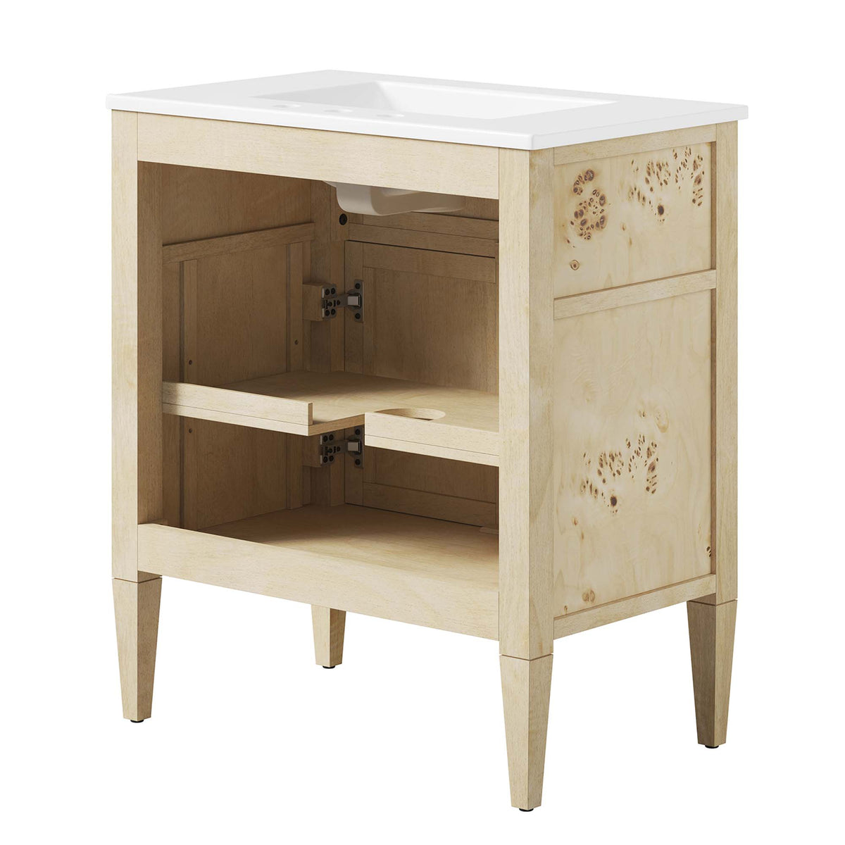 Elysian White/Burl 30" Wood Bathroom Vanity - Ornate Home