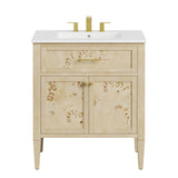 Elysian White/Burl 30" Wood Bathroom Vanity - Ornate Home
