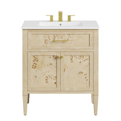 Elysian White/Burl 30" Wood Bathroom Vanity - Ornate Home
