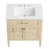 Elysian White/Burl 30" Wood Bathroom Vanity - Ornate Home