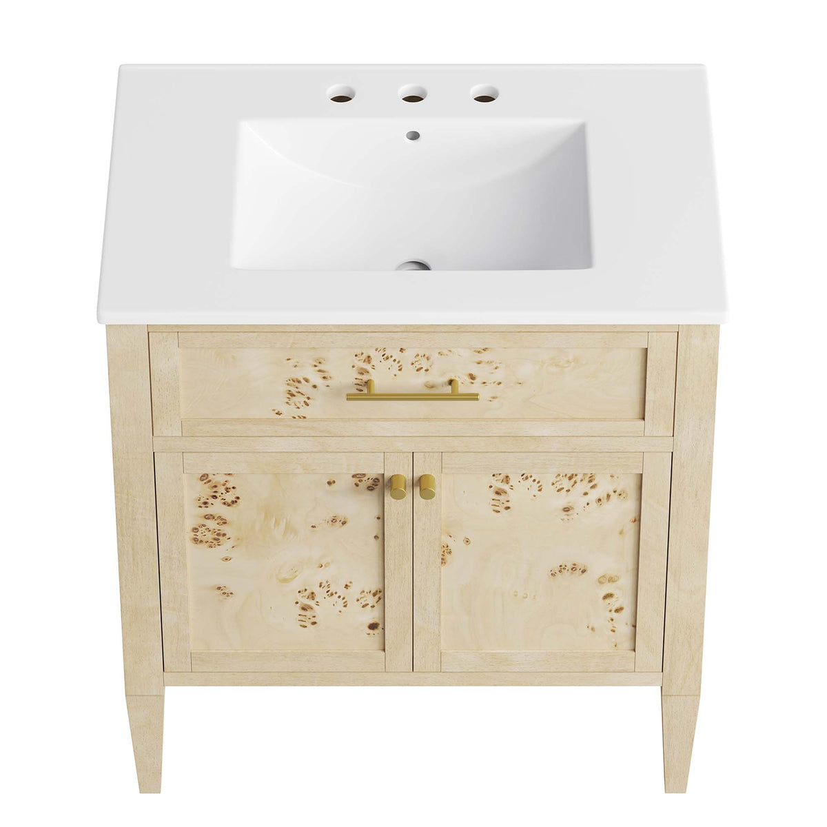 Elysian White/Burl 30" Wood Bathroom Vanity - Ornate Home