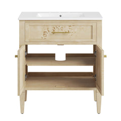 Elysian White/Burl 30" Wood Bathroom Vanity - Ornate Home