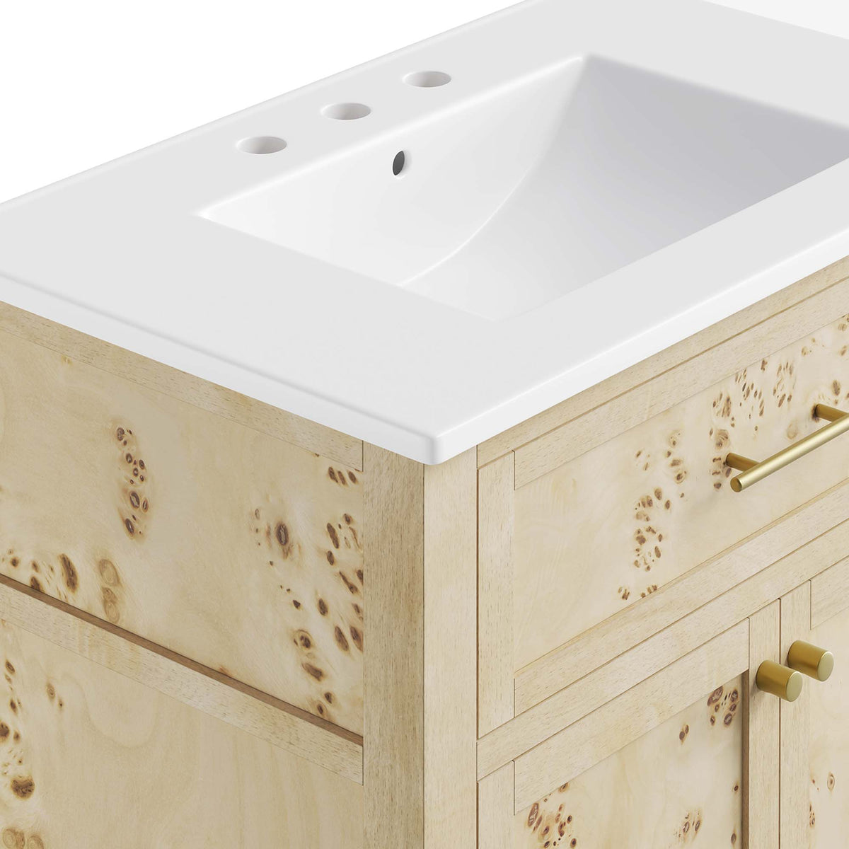 Elysian White/Burl 30" Wood Bathroom Vanity - Ornate Home