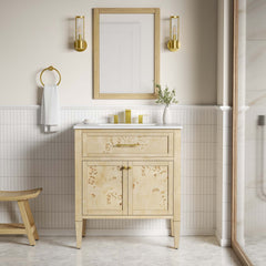 Elysian White/Burl 30" Wood Bathroom Vanity - Ornate Home