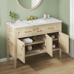 Elysian White/Burl 48" Wood Single Sink Bathroom Vanity - Ornate Home