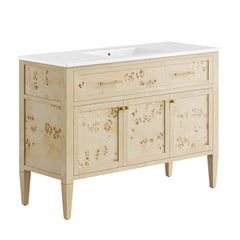 Elysian White/Burl 48" Wood Single Sink Bathroom Vanity - Ornate Home