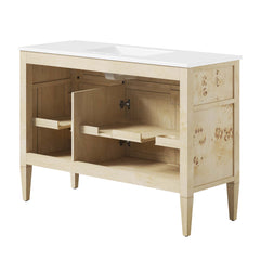 Elysian White/Burl 48" Wood Single Sink Bathroom Vanity - Ornate Home