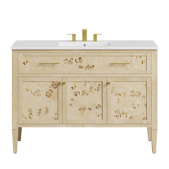 Elysian White/Burl 48" Wood Single Sink Bathroom Vanity - Ornate Home