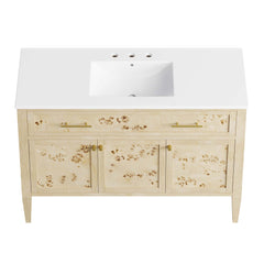 Elysian White/Burl 48" Wood Single Sink Bathroom Vanity - Ornate Home