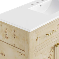 Elysian White/Burl 48" Wood Single Sink Bathroom Vanity - Ornate Home