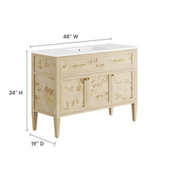 Elysian White/Burl 48" Wood Single Sink Bathroom Vanity - Ornate Home