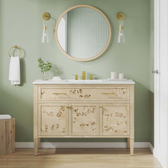 Elysian White/Burl 48" Wood Single Sink Bathroom Vanity - Ornate Home
